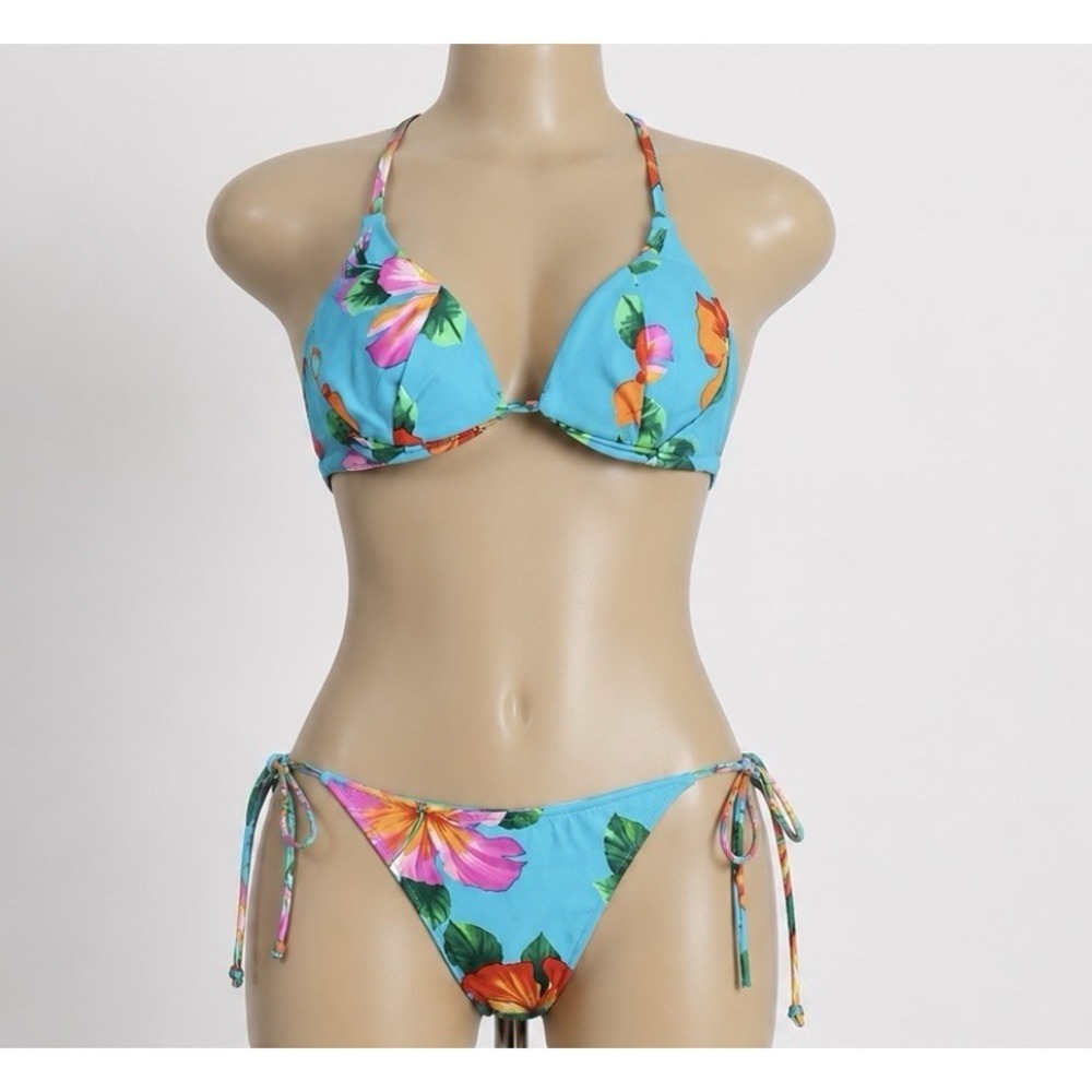 Sauvage California Bikini Small Tropical Floral Underwire Tie Side Made In USA
